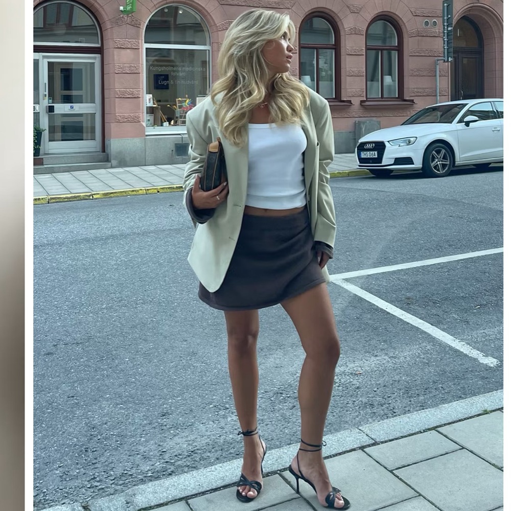 Djerf Avenue Knitted Mini Skirt Cocoa